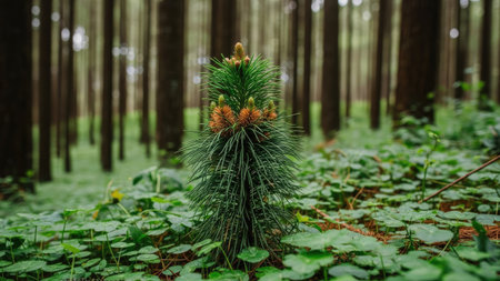 Beautiful pine tree in the forest. Pine tree in the forestの素材
