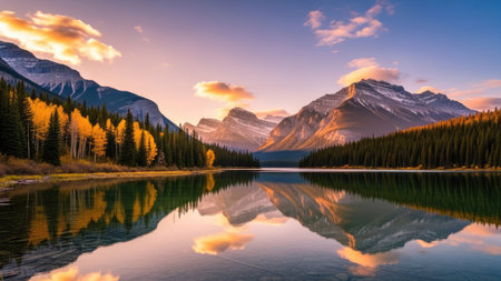 Sunset at Lake Louise, Banff National Park, Alberta, Canadaの素材