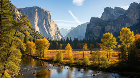 Yosemite Valley in autumn, Yosemite National Park, California, USAの素材