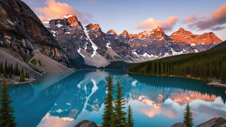 Moraine Lake in Banff National Park, Alberta, Canada.の素材