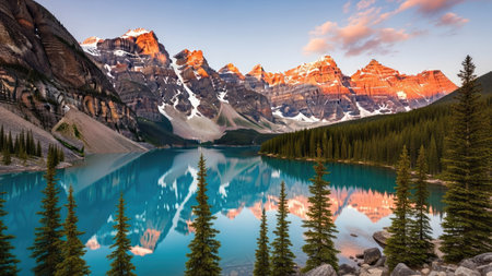 Moraine Lake in Banff National Park, Alberta, Canada.の素材