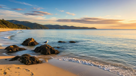 Seagull on the beach at sunset, Phuket, Thailandの素材