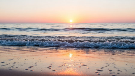 Beautiful sunset over the sea. Beautiful summer seascape.の素材