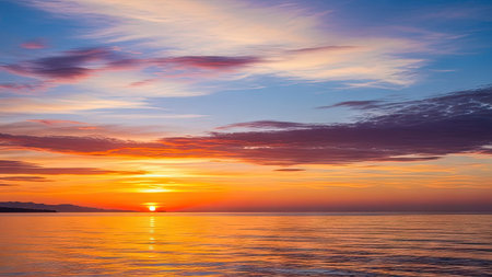Beautiful sunset over the sea. Colorful sky at sunset.の素材