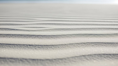 Close up of white sand dunes on a sunny day. Selective focus.の素材