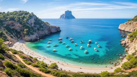 Panoramic view of Porto Katsiki beach, Lefkada, Greeceの素材