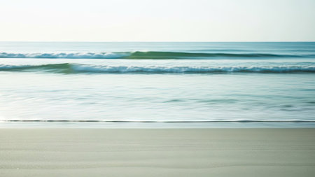 Blur image of beach and wave on the beach for background usage.の素材