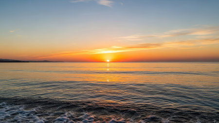 Sunset over the sea. Beautiful natural background with copy space.の素材