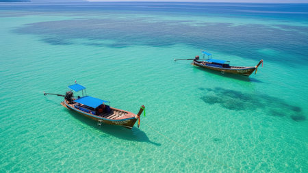 Fishing boat in the sea, Koh Lipe, Satun, Thailandの素材