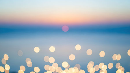 Abstract blur bokeh background of sea and sky at sunset.の素材