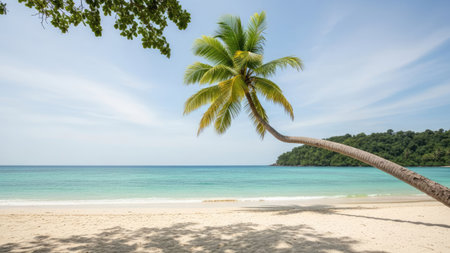 Tropical beach with coconut palm tree, Koh Kood, Trat, Thailandの素材