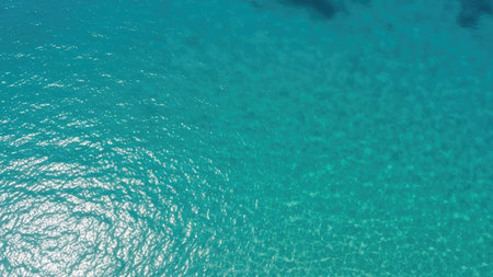 Aerial view of blue sea water surface. 3D render illustrationの素材