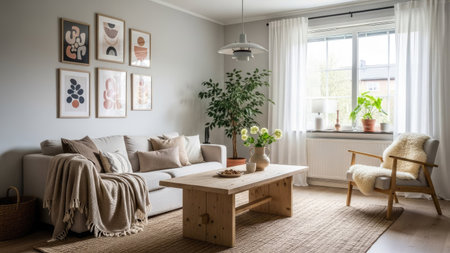 Interior of modern living room in scandinavian style.の素材