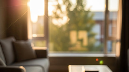 Blurred image of modern living room interior for background usage. Vintage tone.の素材