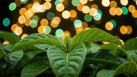 Green leaves with bokeh background, close up shot, soft focusの素材