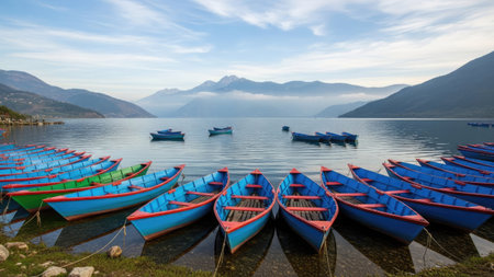 boats on the lakeの素材