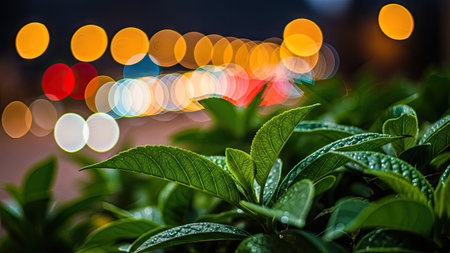 Green leaves with bokeh light background,abstract background.の素材