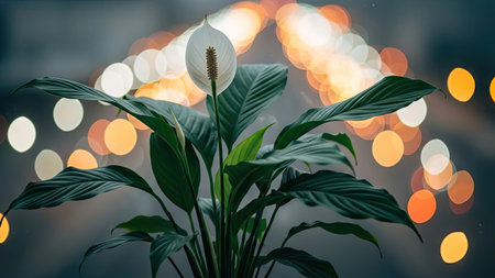 Spathiphyllum flowers with bokeh background.の素材