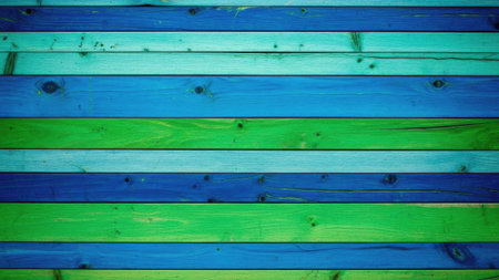 Colorful wooden background with vertical planks in green and blue colorsの素材