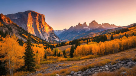 Panoramic view of Dolomites in autumn, Italy.の素材