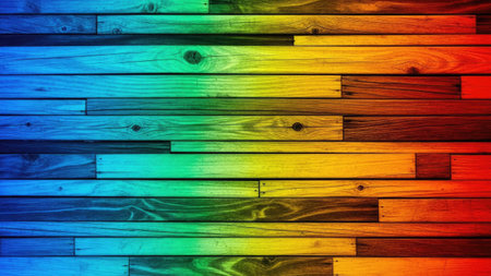 Rainbow wood texture background. Colorful wood texture background. Rainbow wood texture backgroundの素材