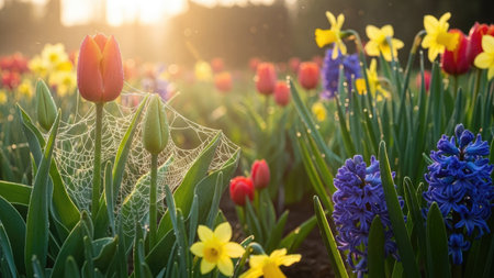 Tulips, hyacinths, daffodils and hyacinthsの素材
