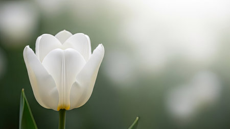 White tulip flower in garden with copy space for your text.の素材