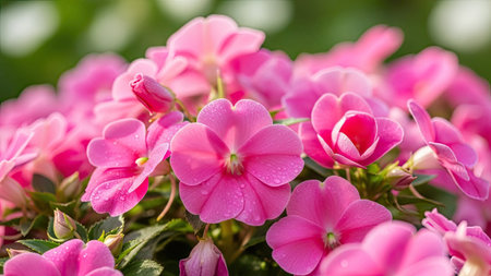 Beautiful pink flowers in the garden on a sunny summer day.の素材