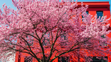 Cherry blossoms in full bloom in Washington DC, USA.の素材