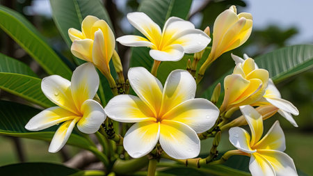 Tropical flowers frangipani (plumeria)の素材