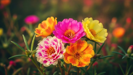 Portulaca oleracea flower in the garden - vintage filterの素材