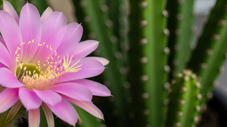 Pink flower of Echinopsis cactus (Echinopsis cactus)の素材