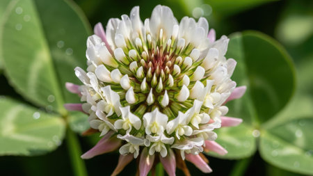 Clover flower in the garden. Trifolium repensの素材