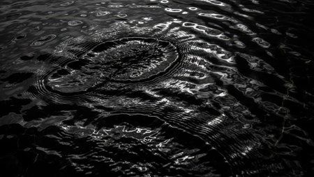 water ripples on the surface of the water in black and whiteの素材