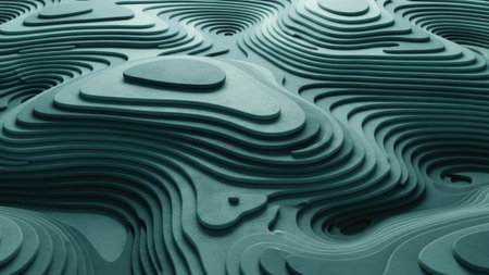 Abstract 3d rendering of wavy surface with waves. Futuristic background design.の素材