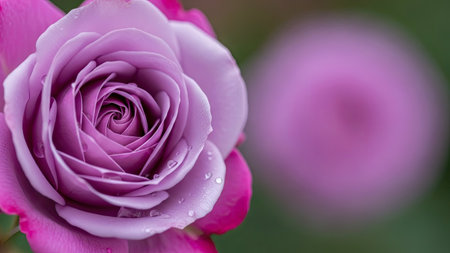 Close up of purple rose with water droplets on the petalsの素材
