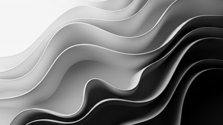 Black and white wavy background. 3d rendering, 3d illustration.の素材