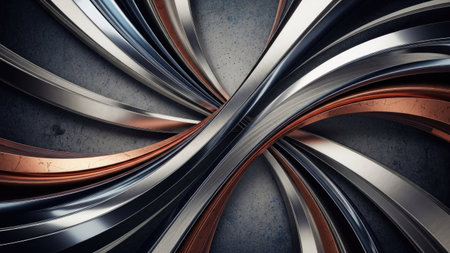 3d illustration of abstract metal background with some smooth lines in itの素材