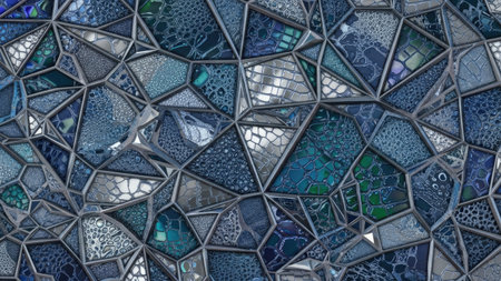 Mosaic of blue and green tiles as a background. 3D renderingの素材