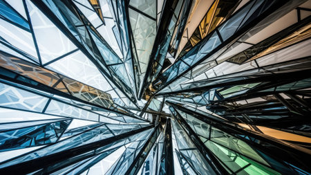 Abstract modern architecture background, glass skyscrapers in business district.の素材