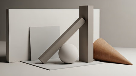 3d render of abstract geometric forms, minimal background design for poster or bannerの素材