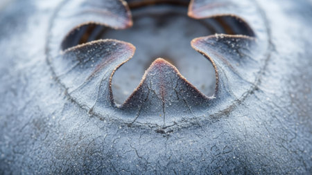 Close up detail of the inner surface of a blueberry with visible details.の素材