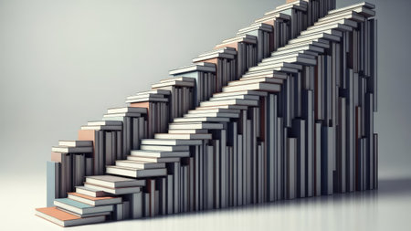 3d rendering of a row of books on a white background.の素材