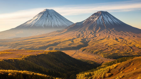 Mt.Fuji at sunrise in autumn, Yamanashi, Japanの素材