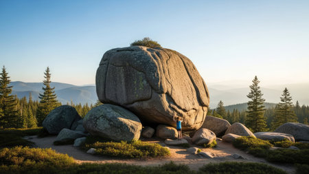 Huge rock in the Carpathian mountains. Ukraine, Europe.の素材