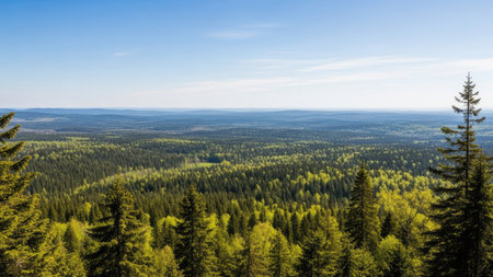Panoramic view of the forest from the top of the mountainの素材