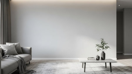 interior with grey wall, 3d render illustration mock up computer generated imageの素材