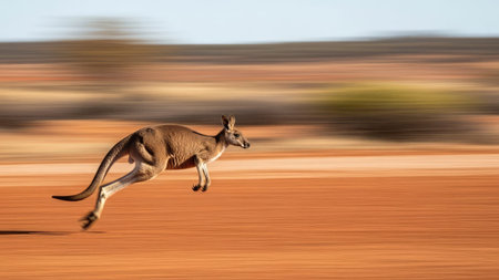 Kangaroo in the Australian Outback, with a blurred backgroundの素材