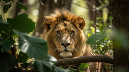 Male lion (Panthera leo) in the wildの素材