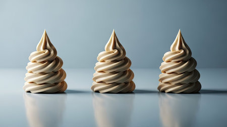 Christmas tree made of ice cream on a blue background. 3d renderingの素材